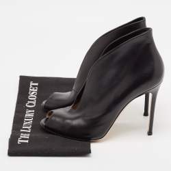 Pre Owned Gianvito Rossi Black Leather Vamp Booties Size 41