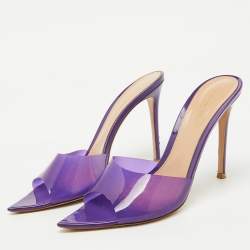 Pre Owned Gianvito Rossi Purple PVC Elle Slide Sandals Size 40