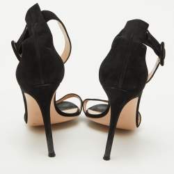 Pre Owned Gianvito Rossi Black Suede Portofino Ankle Strap Sandals Size 39