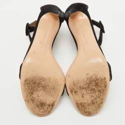 Pre Owned Gianvito Rossi Black Suede Portofino Ankle Strap Sandals Size 39