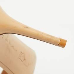 Pre Owned Gianvito Rossi Beige Patent Leather Portofino Ankle Strap Sandals Size 39