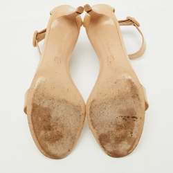 Pre Owned Gianvito Rossi Beige Patent Leather Portofino Ankle Strap Sandals Size 39