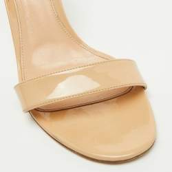Pre Owned Gianvito Rossi Beige Patent Leather Portofino Ankle Strap Sandals Size 39