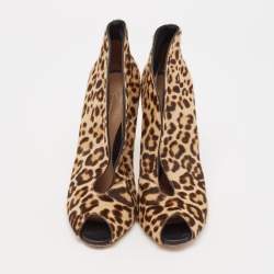 Gianvito Rossi Brown Calf Hair Vamp Booties Size 36