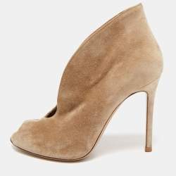 Gianvito Rossi Beige Suede Vamp Booties Size 36