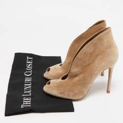 Gianvito Rossi Beige Suede Vamp Booties Size 36