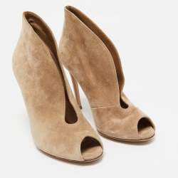 Gianvito Rossi Beige Suede Vamp Booties Size 36