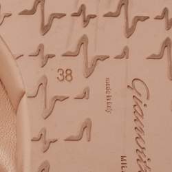 Pre Owned Gianvito Rossi Pink Leather alima Criss Cross Flat Slides Size 38