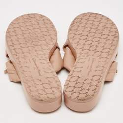 Pre Owned Gianvito Rossi Pink Leather alima Criss Cross Flat Slides Size 38