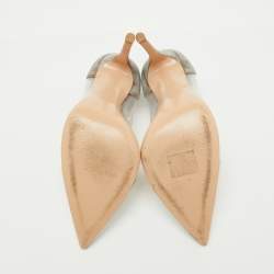 Gianvito Rossi Grey/Silver Suede and PVC Plexi Pointed Toe Pumps Size 38