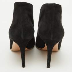 Gianvito Rossi Black Suede Vamp Peep Toe Ankle Booties Size 38.5