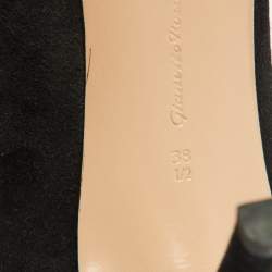Gianvito Rossi Black Suede Vamp Peep Toe Ankle Booties Size 38.5