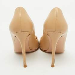 Gianvito Rossi Beige Leather Pointed Toe Pumps Size 38