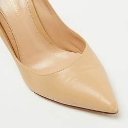 Gianvito Rossi Beige Leather Pointed Toe Pumps Size 38