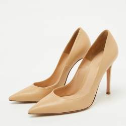 Gianvito Rossi Beige Leather Pointed Toe Pumps Size 38