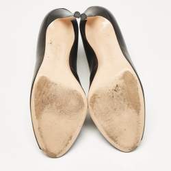 Pre Owned Gianvito Rossi Black Leather Vamp Booties Size 42