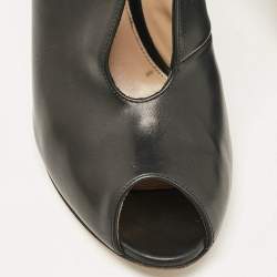 Pre Owned Gianvito Rossi Black Leather Vamp Booties Size 42