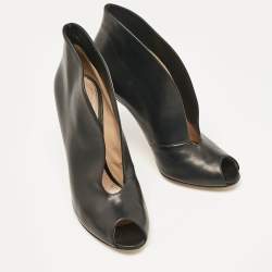 Pre Owned Gianvito Rossi Black Leather Vamp Booties Size 42