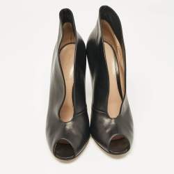 Pre Owned Gianvito Rossi Black Leather Vamp Booties Size 42