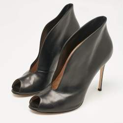 Pre Owned Gianvito Rossi Black Leather Vamp Booties Size 42