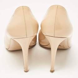 Pre Owned Gianvito Rossi Beige Patent Leather Plexi Pumps Size 42