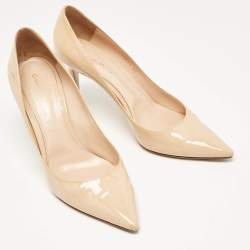 Pre Owned Gianvito Rossi Beige Patent Leather Plexi Pumps Size 42
