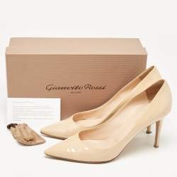 Pre Owned Gianvito Rossi Beige Patent Leather Plexi Pumps Size 42