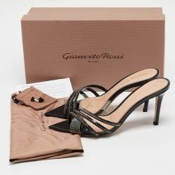 Gianvito Rossi Black Patent Leather and PVC Sparks Slide Sandals Size 36.5
