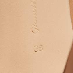 Pre Owned Gianvito Rossi Beige Leather Vamp Peep Toe Booties Size 38