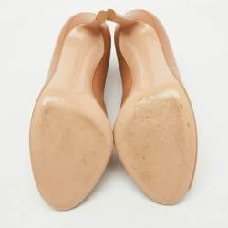 Pre Owned Gianvito Rossi Beige Leather Vamp Peep Toe Booties Size 38