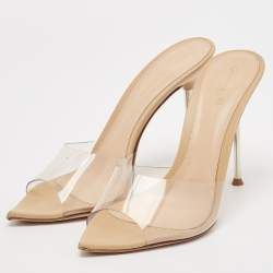 Pre Owned Gianvito Rossi Transparent PVC Lyn Slide Sandals Size 38