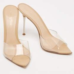 Pre Owned Gianvito Rossi Transparent PVC Lyn Slide Sandals Size 38