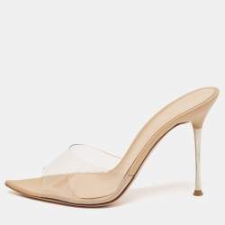 Pre Owned Gianvito Rossi Transparent PVC Lyn Slide Sandals Size 38