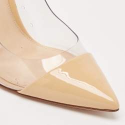 Pre Owned Gianvito Rossi Beige Patent and PVC Plexi Pumps Size 35