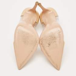 Pre Owned Gianvito Rossi Beige Patent and PVC Plexi Pumps Size 35