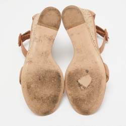 Pre Owned Gianvito Rossi Brown Suede Portofino Wedge Sandals Size 36