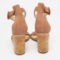 Pre Owned Gianvito Rossi Brown Suede Portofino Wedge Sandals Size 36