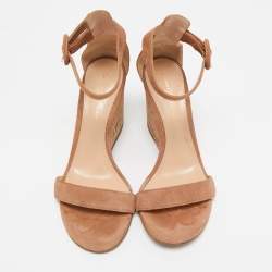 Pre Owned Gianvito Rossi Brown Suede Portofino Wedge Sandals Size 36