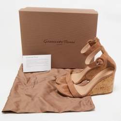 Pre Owned Gianvito Rossi Brown Suede Portofino Wedge Sandals Size 36
