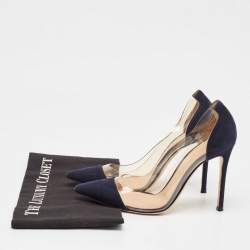 Gianvito Rossi Navy Blue PVC and Suede Plexi Pumps Size 37