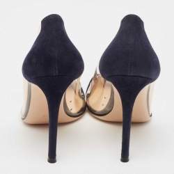 Gianvito Rossi Navy Blue PVC and Suede Plexi Pumps Size 37