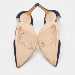 Gianvito Rossi Navy Blue PVC and Suede Plexi Pumps Size 37