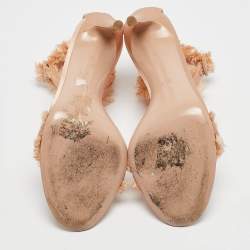 Pre Owned Gianvito Rossi Gold Satin Portofino Ankle Strap Sandals Size 39