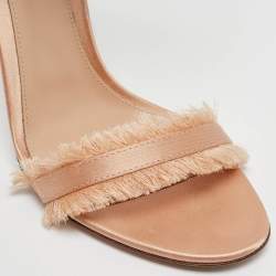 Pre Owned Gianvito Rossi Gold Satin Portofino Ankle Strap Sandals Size 39