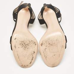 Gianvito Rossi Black Canvas Ankle Strap Sandals Size 37.5