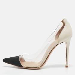 Gianvito Rossi Black/White Leather and PVC Plexi Pumps Size 39