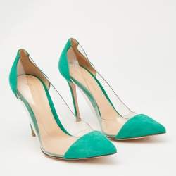 Gianvito Rossi Green/Transparent PVC and Suede Plexi Pumps Size 39.5