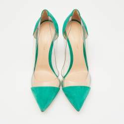 Gianvito Rossi Green/Transparent PVC and Suede Plexi Pumps Size 39.5