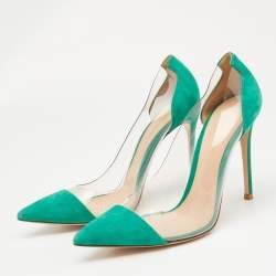 Gianvito Rossi Green/Transparent PVC and Suede Plexi Pumps Size 39.5