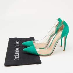 Gianvito Rossi Green/Transparent PVC and Suede Plexi Pumps Size 39.5
